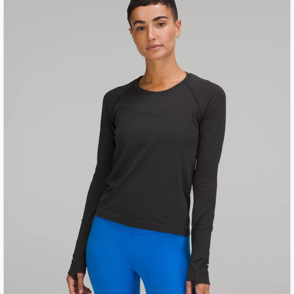Lululemon Swiftly Race Length Long Sleeve 2.0 Black Tempo Stripe